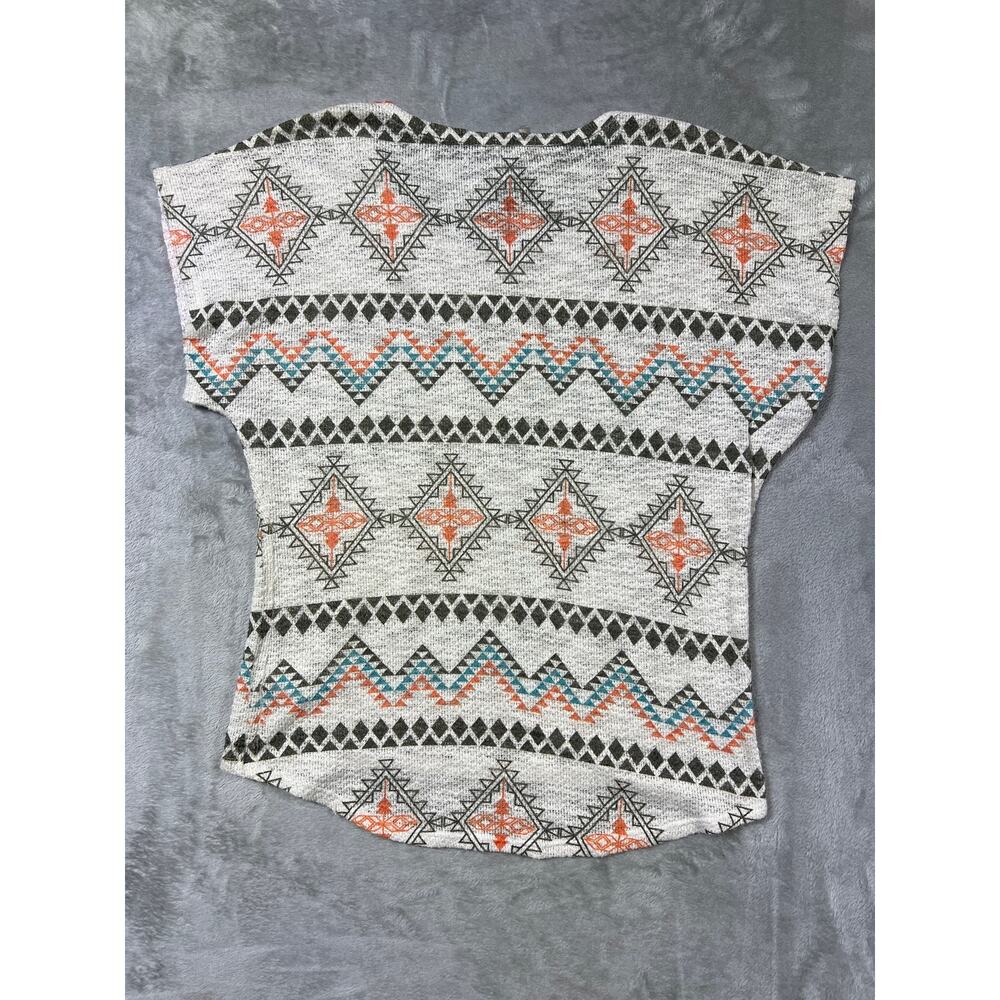 Aztec Tribal Print Knit Top XL Boho Southwest Short Sleeve Tunic Western Shirt - Picture 4 of 4